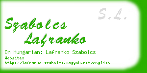 szabolcs lafranko business card